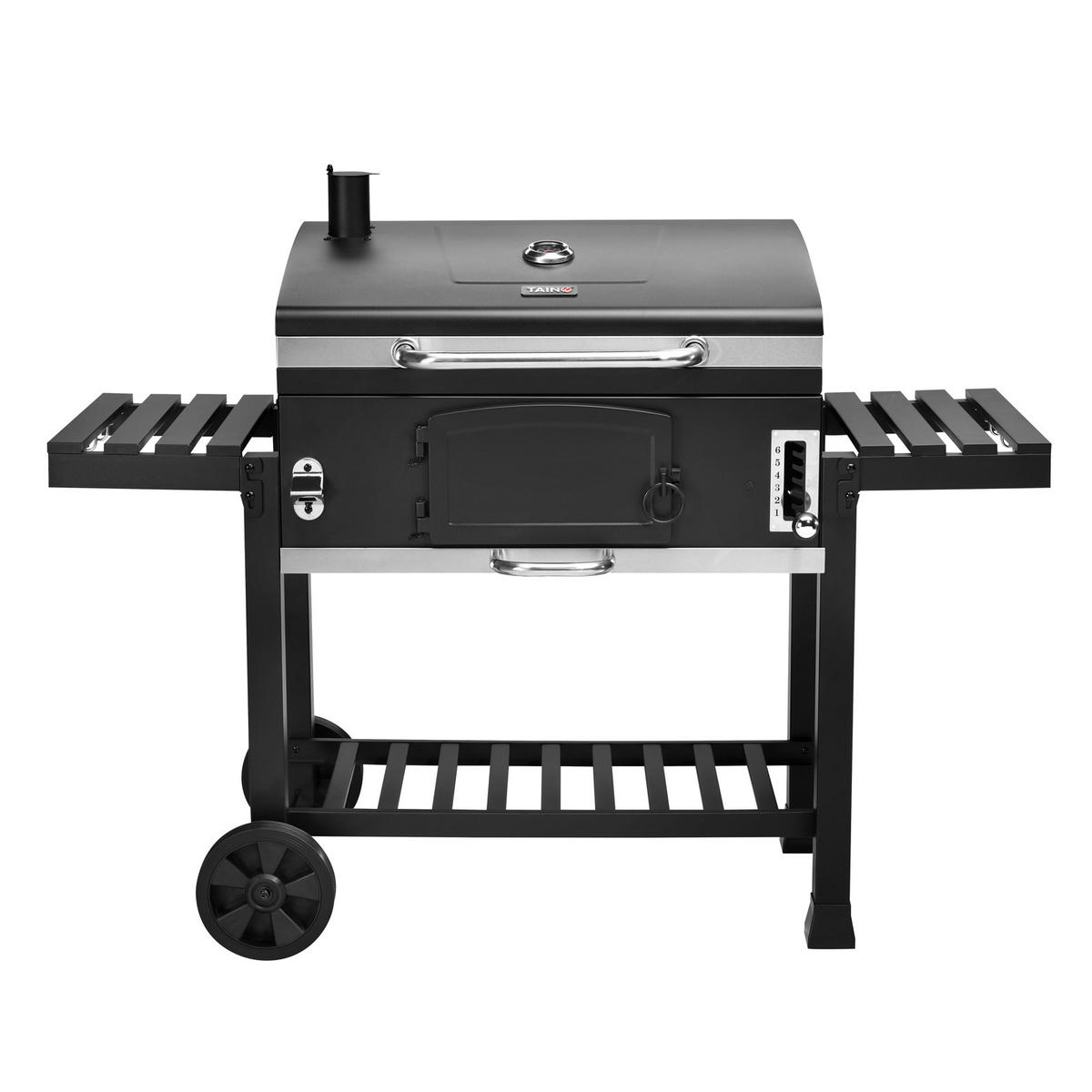 HOLZKOHLEGRILL und Smoker HERO XXL - Schwarz, Metall (142/111/46cm) - TAINO