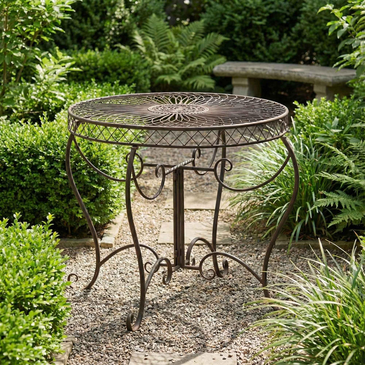 GARTENTISCH rund Ø90 cm Metall Bronze - Bronzefarben, Metall (90/90/69cm) - CLP