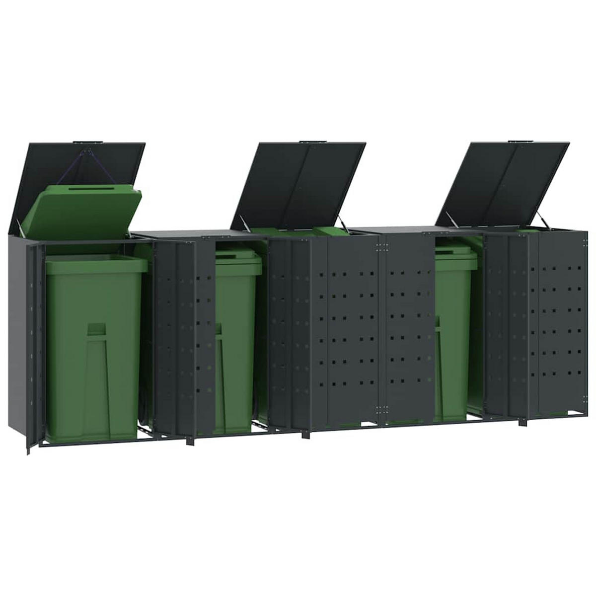 MÜLLTONNENBOX Gorilo für 5 Tonnen Anthrazit 345x79x117 cm - Anthrazit, Metall (345/117/79cm) - DELUKE