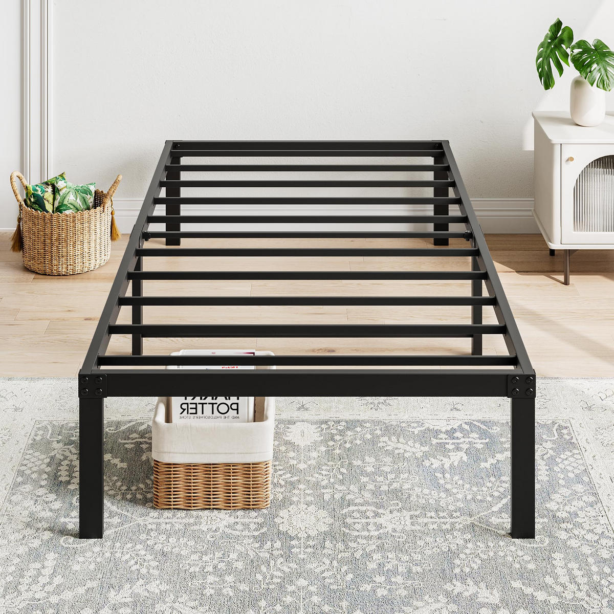 METALLBETT 90/200 cm DE-33035 mit Stauraum und geräuschlos Schwarz - Schwarz, Metall (90/200cm) - ComfortXL
