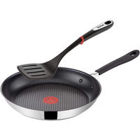 BRATPFANNE – Jamie Oliver G43506 28 cm Edelstahl mit Antihaftbeschichtung, Induktion - Silberfarben/Schwarz, Keramik/Metall (28cm) - Tefal