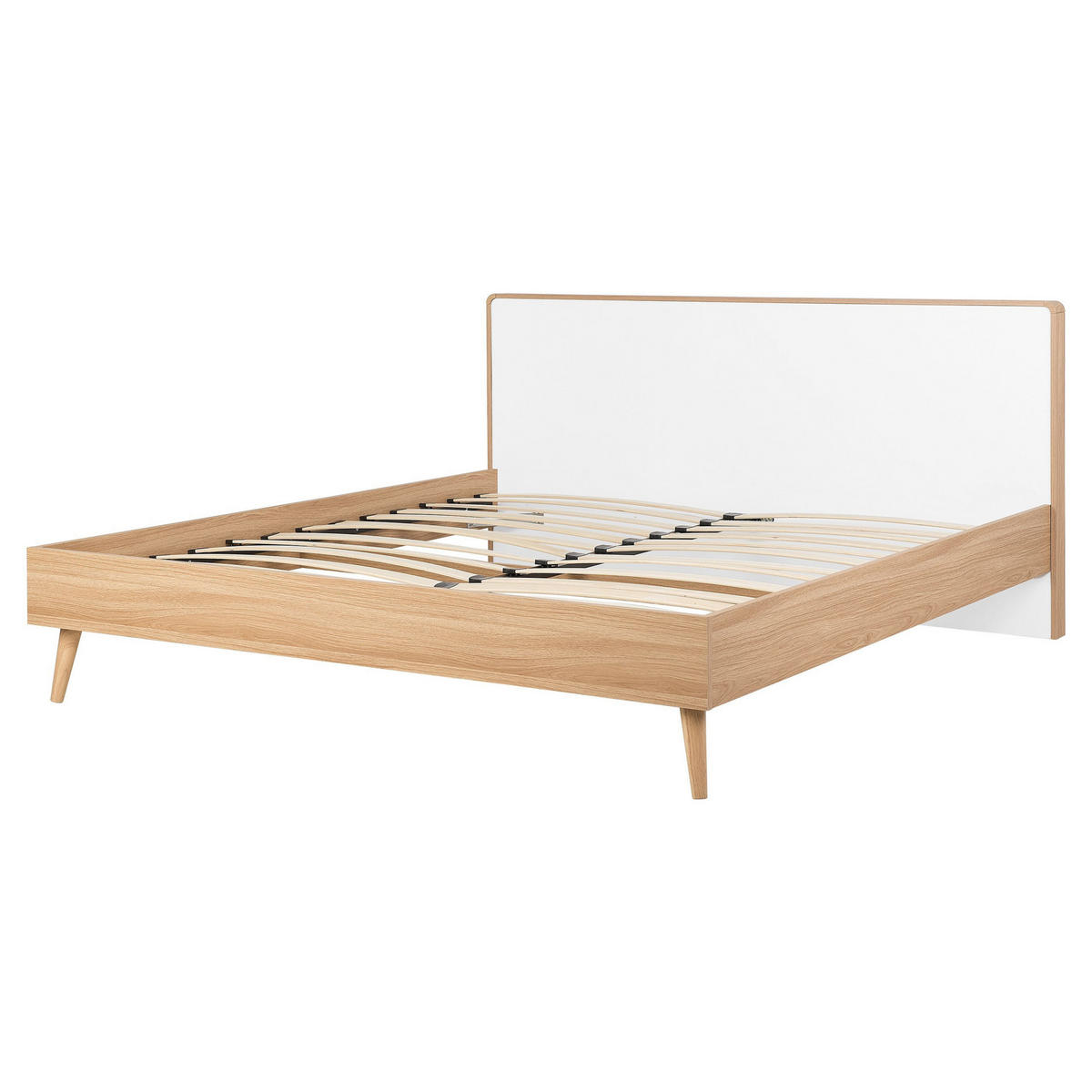 BETT mit LED 160x200 cm Heller Holzfarbton Serris - Hellbraun, Holzwerkstoff (160/200cm) - Beliani