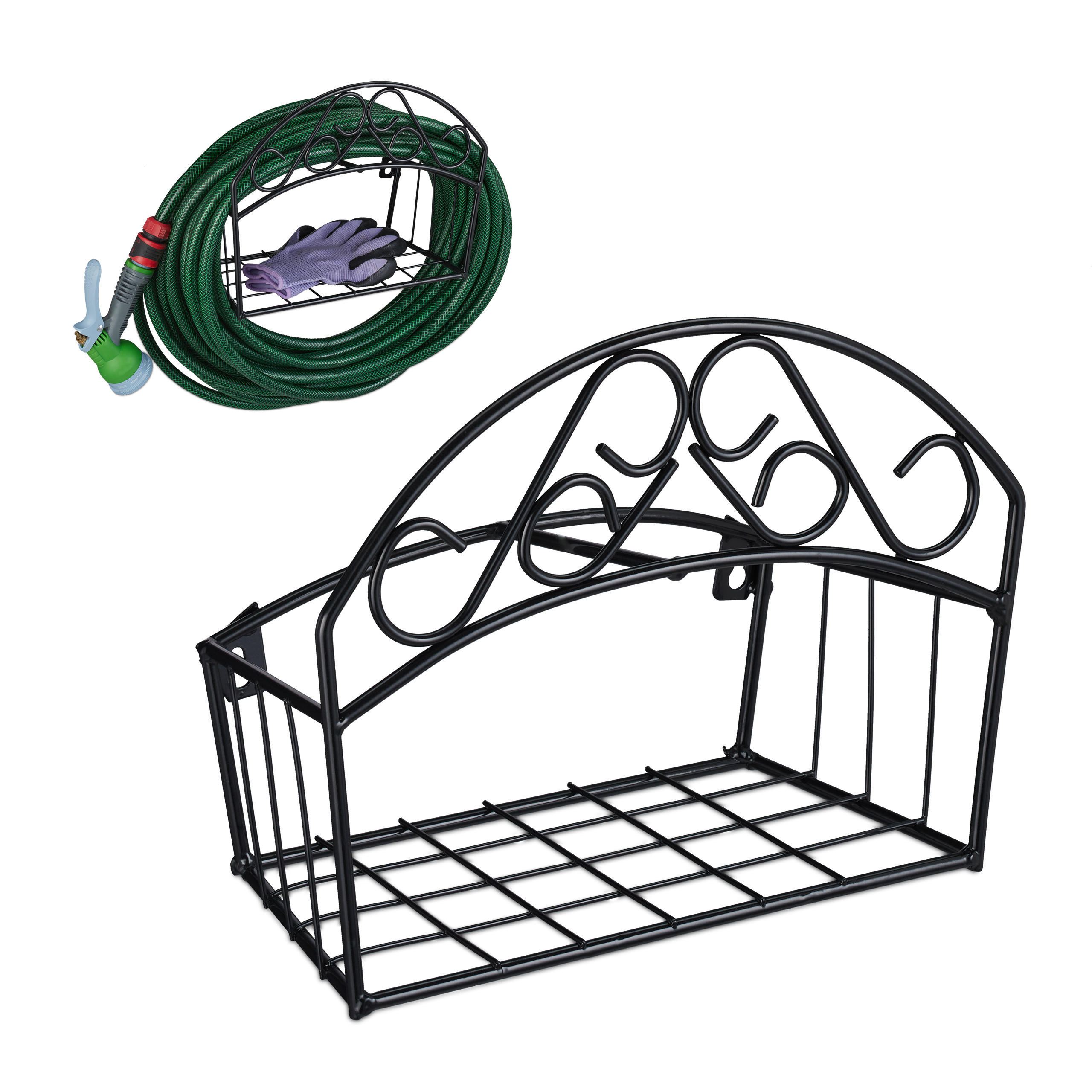 SCHLAUCHHALTER - Schwarz, Metall (32/27.5/17cm) - Relaxdays