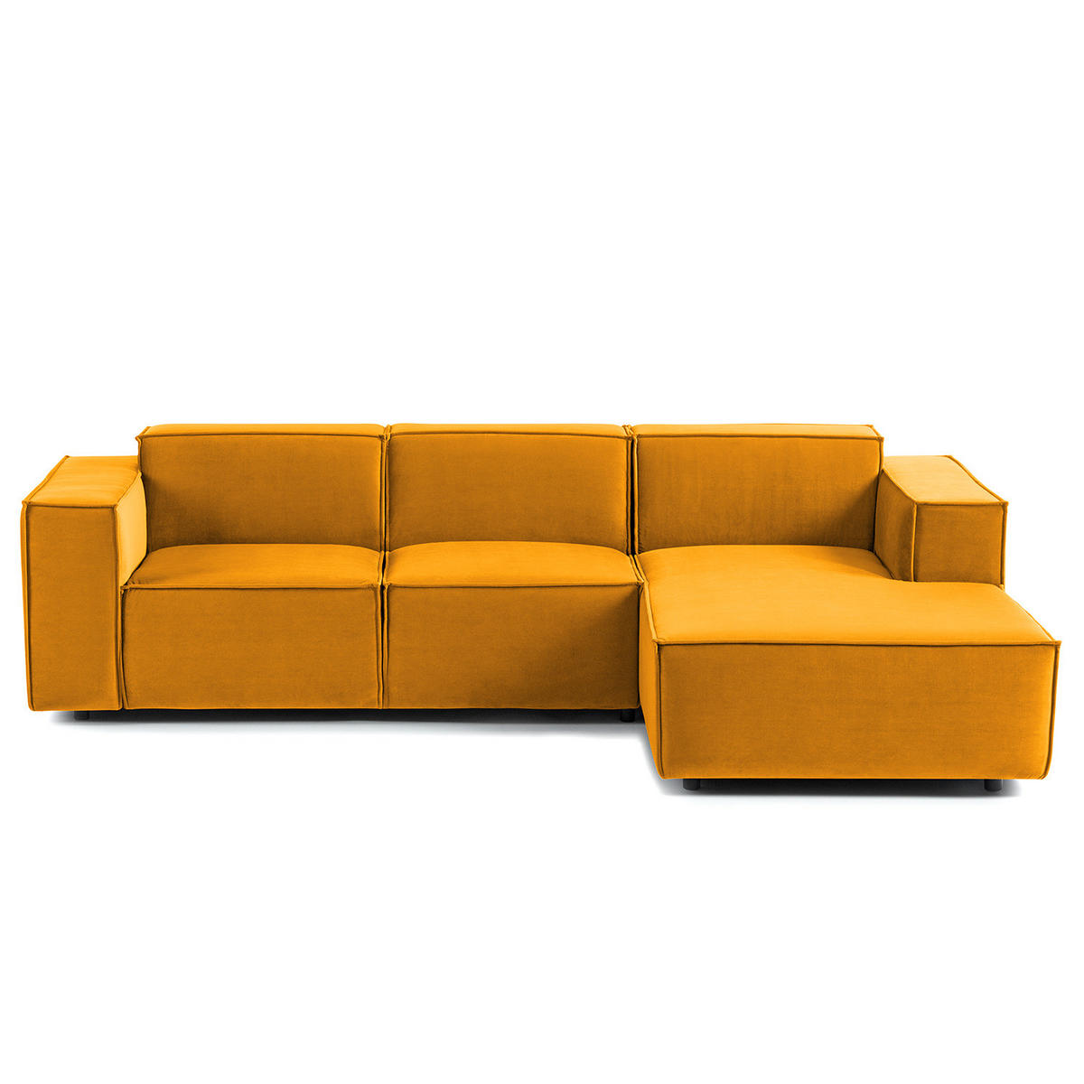 ECKSOFA mit Longchair - Gelb/Schwarz, Kunststoff/Textil (260/177cm) - home24