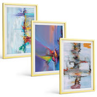 BILDER SET 3er Set - 40x60 cm Goldrahmen - Abstrakte Gemäldekompositionen - Goldfarben, Kunststoff (40/60cm) - TULUP