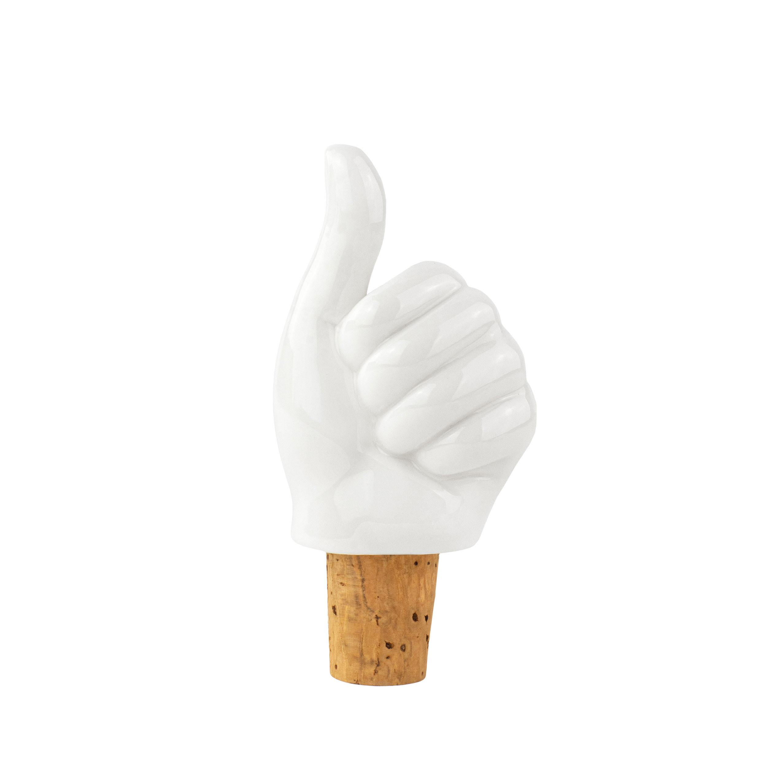FLASCHENVERSCHLUSS Thumbs Up Hands, Porzellan, Kork, Weiß - Weiß, Keramik (3.5/9/4.5cm) - Donkey Products