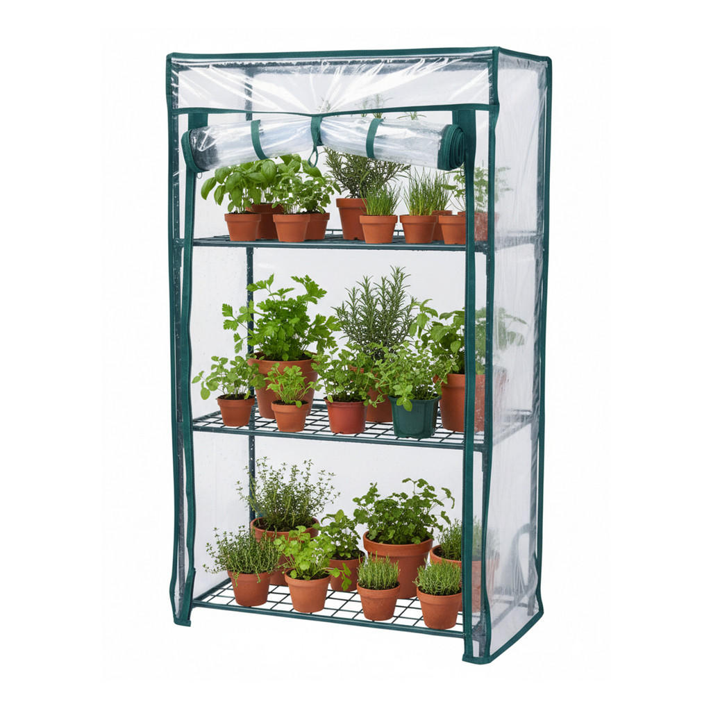 Relaxdays SKLENÍK Zelený Transparentní PVC fólie 80x46x24 cm 1ks