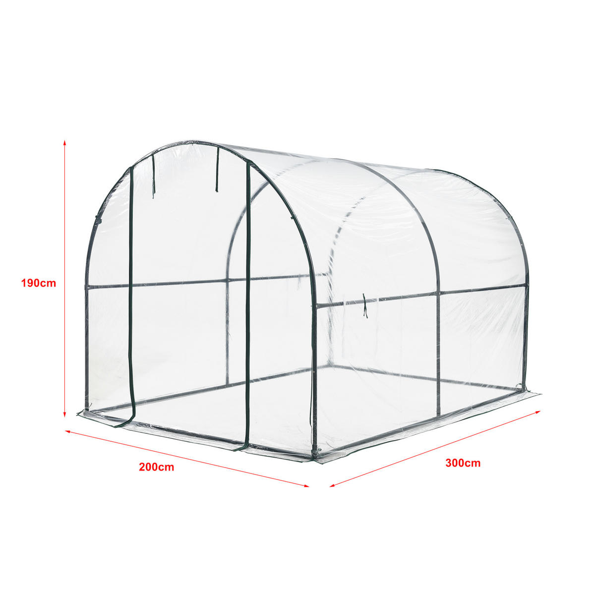 GEWÄCHSHAUS Grünwald - Transparent, Kunststoff (200/190/300cm) - [en.casa]