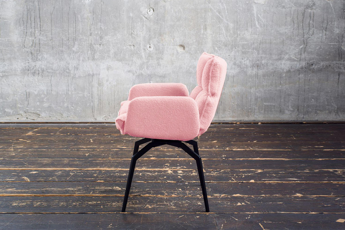 ESSZIMMERSTUHL BARO Pink Webstoff Drehbar (360°) (1er-Set) - Pink/Rosa, Kunststoff/Textil (59/86/65cm) - KAWOLA