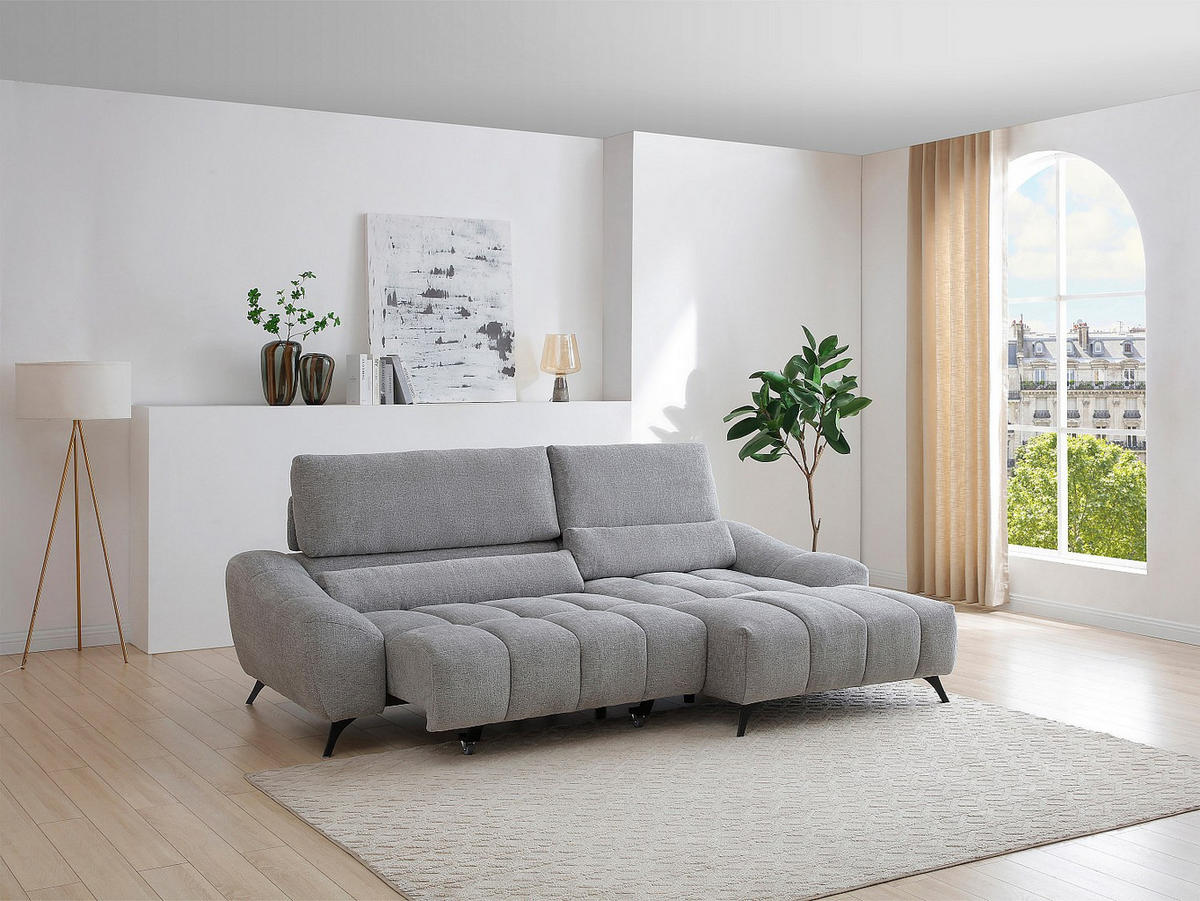 RELAXSOFA - 4 Personen - stoff - grau Elosia - Grau, Textil/Metall (270/105/175cm) - Vente-Unique