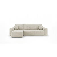 ECKSOFA CALIFORNIA MINI links weiß Cord Poso 100 - Schlaffunktion, Bettkasten - Weiß, Textil (245/140cm) - Cornero