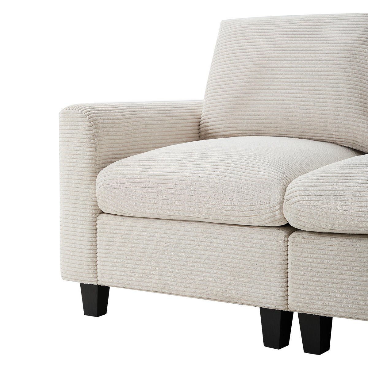 SOFA L-Form 4-Sitzer mit Konsole und 2 USB-Anschlüssen Cord Beige 229/149,5/83 cm - Beige, Textil (229/149.5cm) - OKWISH