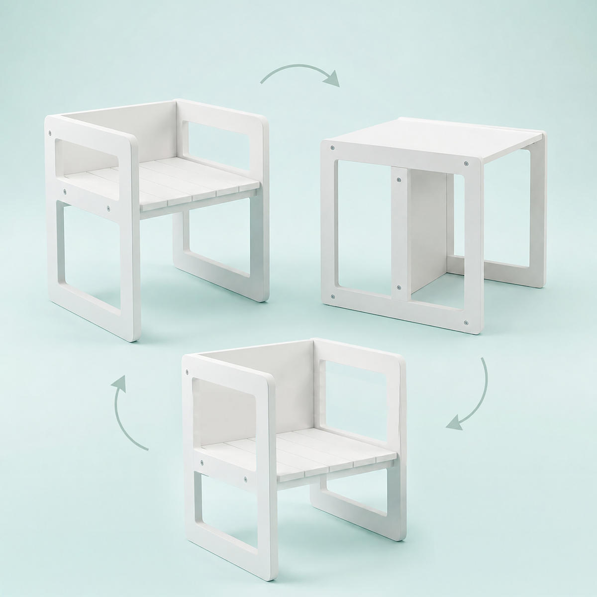 SET Alb copii 3-piese - alb, compozit lemnos (57/44/44cm) - Relaxdays