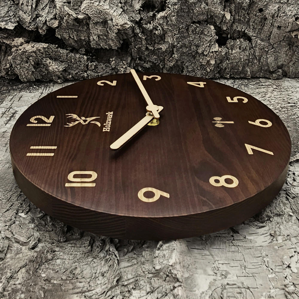 WANDUHR Holz Designer WINTERBERG (FUNK) Loft Wand Uhr, braun - Dunkelbraun/Beige, Holz (25/25/2.2cm) - Holzwerk