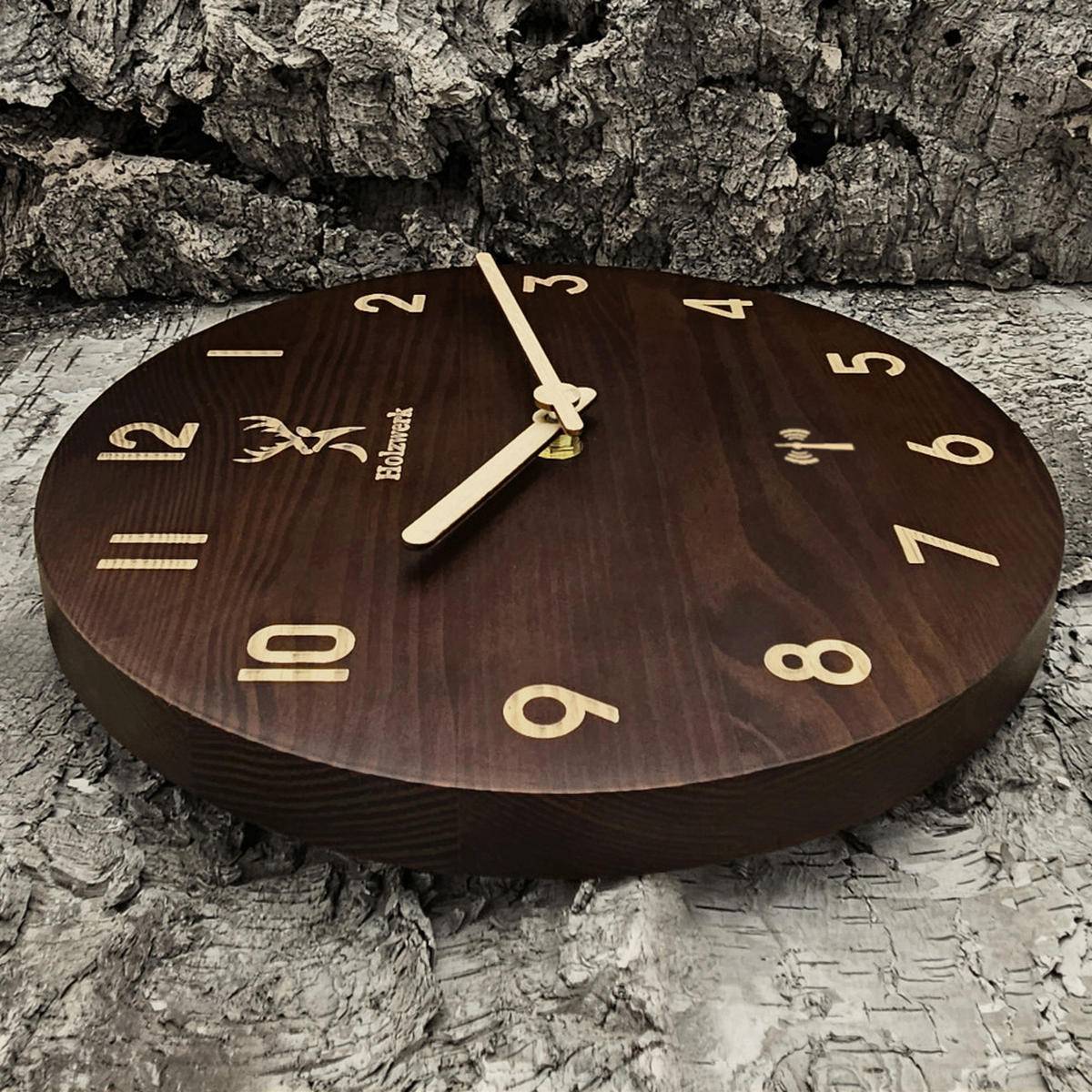 WANDUHR Holz Designer WINTERBERG (FUNK) Loft Wand Uhr, braun - Dunkelbraun/Beige, Holz (25/25/2.2cm) - Holzwerk