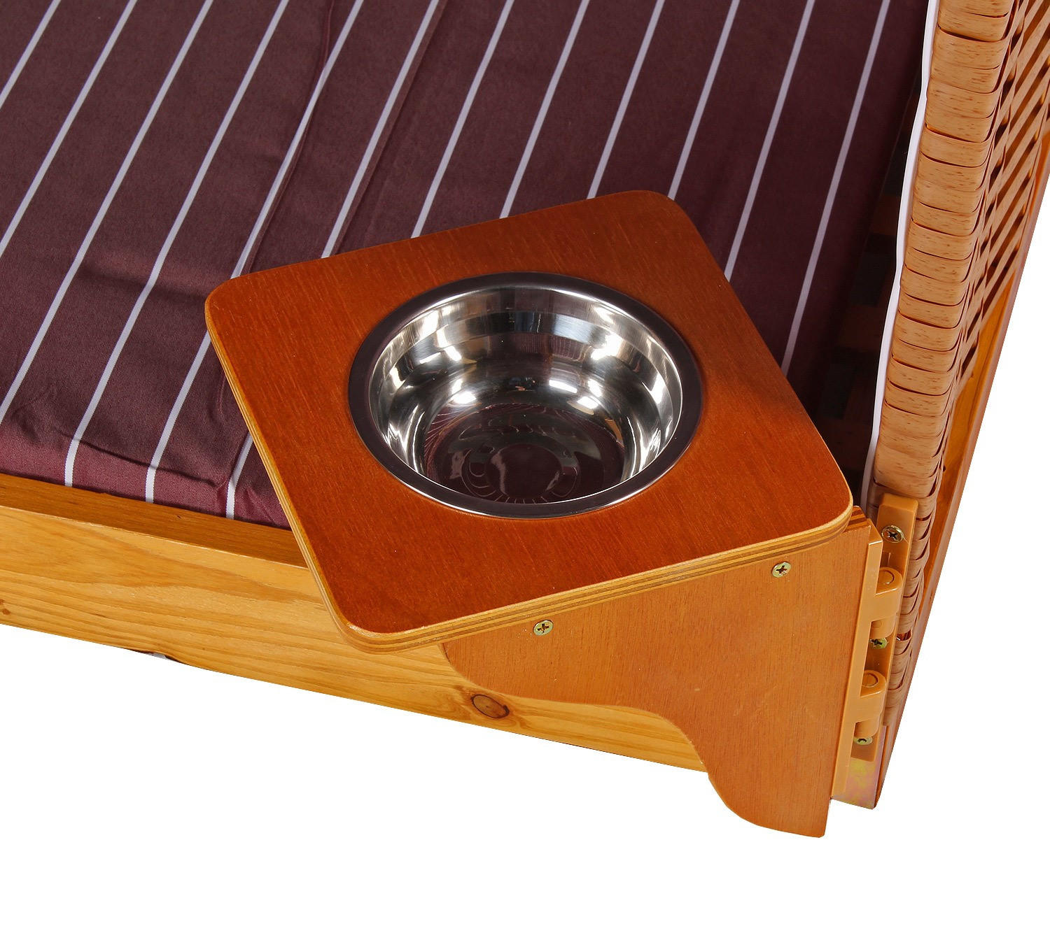 HUNDESTRANDKORB - gestreift/rot - PE beige - inkl. Schutzhülle - Rot, Holz/Textil (80/95/65cm) - bene living