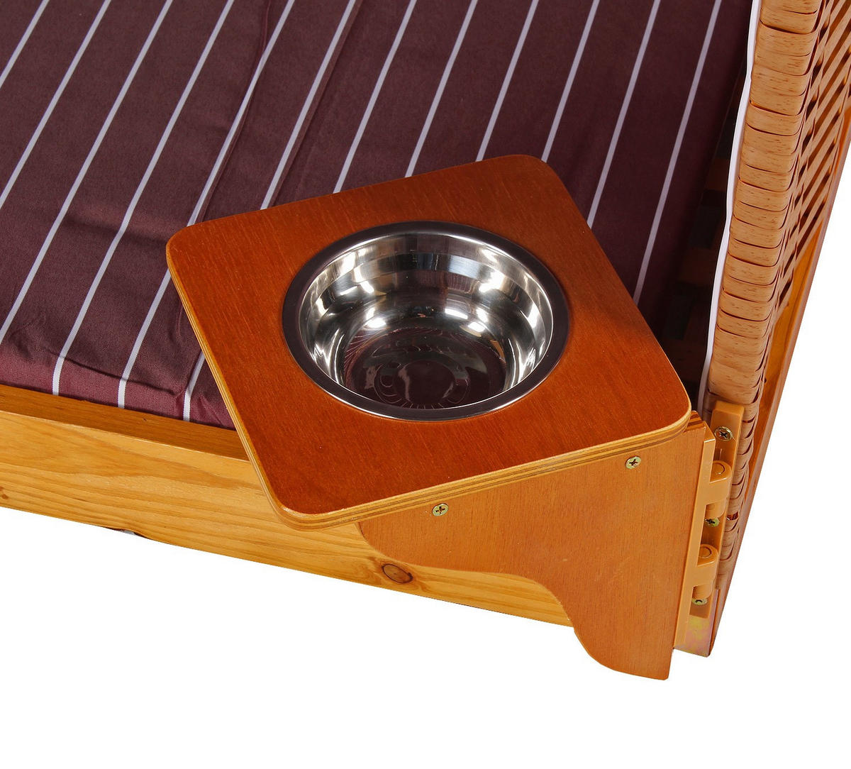 HUNDESTRANDKORB - gestreift/rot - PE beige - inkl. Schutzhülle - Rot, Holz/Textil (80/95/65cm) - bene living