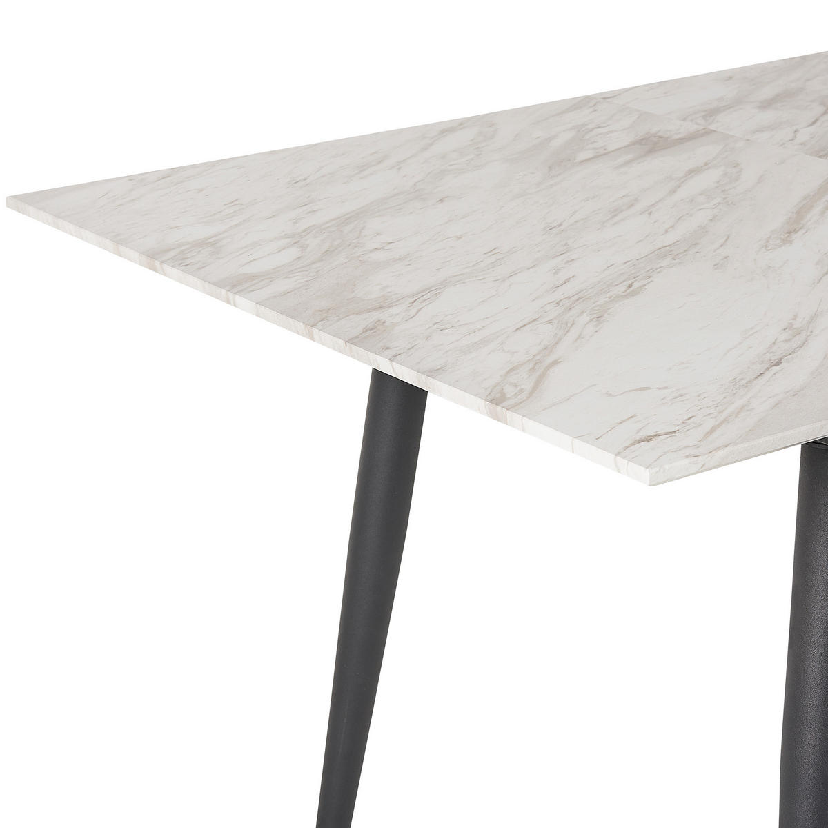 ESSTISCH 120-150/80/75 cm Weiß schwarz Rechteckig Eftalia - Weiß, Holzwerkstoff (150/80/75cm) - Beliani