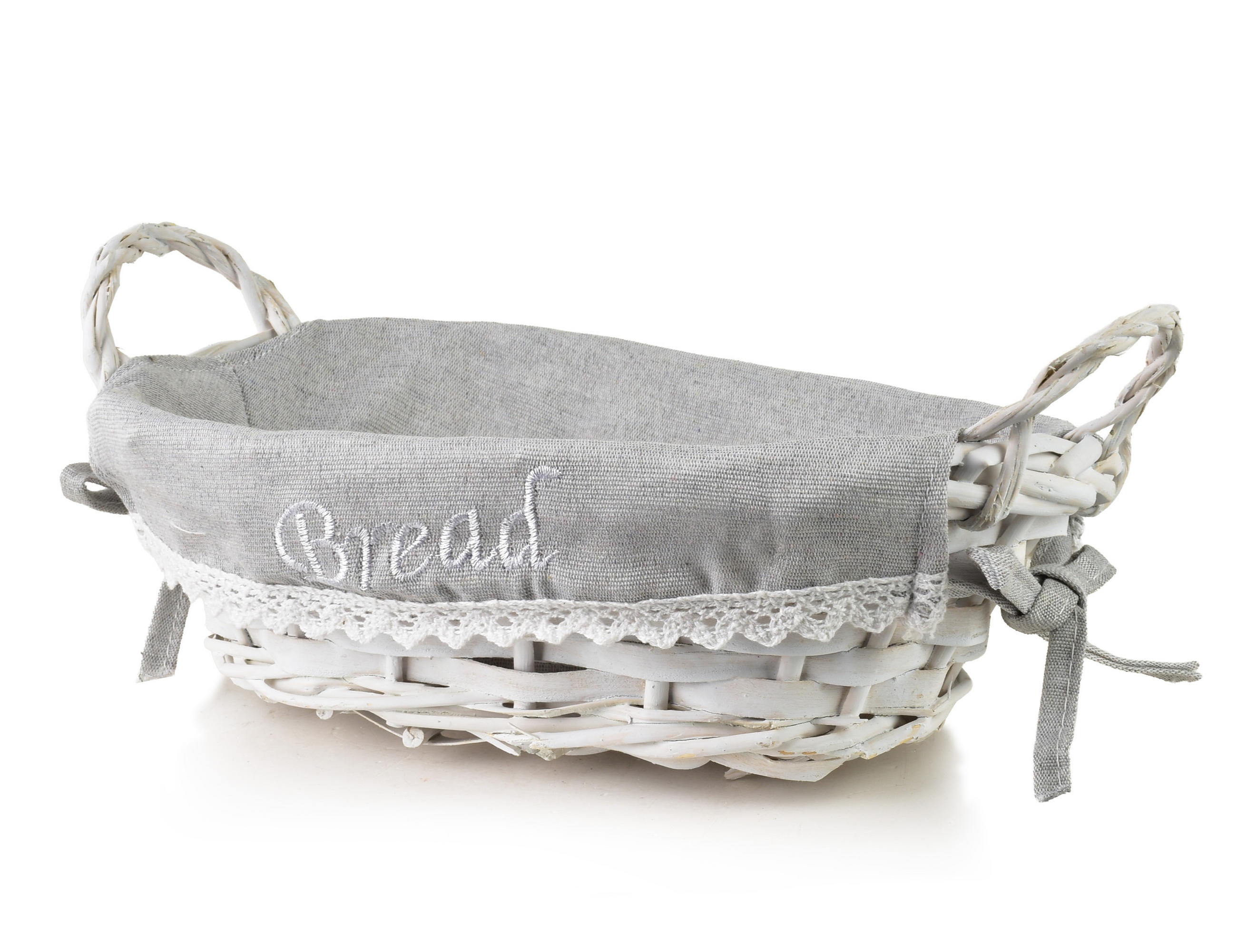 BROTKORB Sino Weiß 25x16x8 cm Naturmaterial - Grau, Naturmaterialien (16/8/25cm) - Mondex