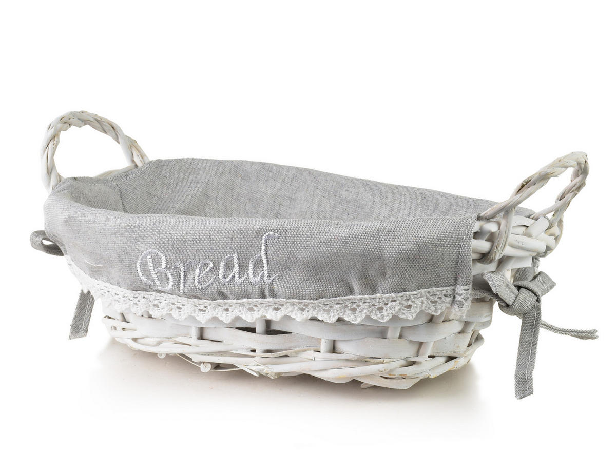 BROTKORB Sino Weiß 25x16x8 cm Naturmaterial - Grau, Naturmaterialien (16/8/25cm) - Mondex