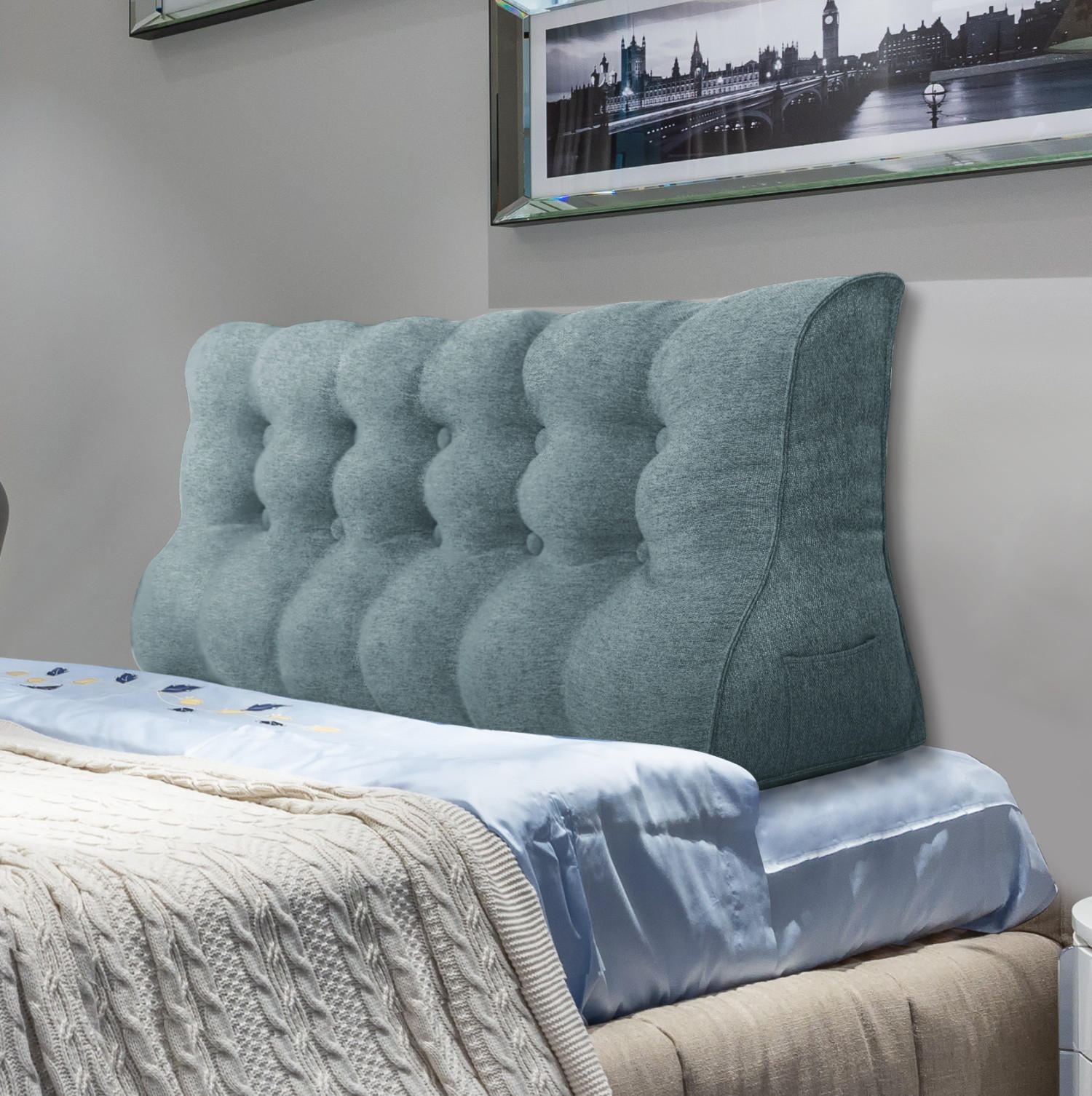 RÜCKENKISSEN Körperkontur Leinenlook Grau 160 cm - Grau, Textil (55/160cm) - Vercart
