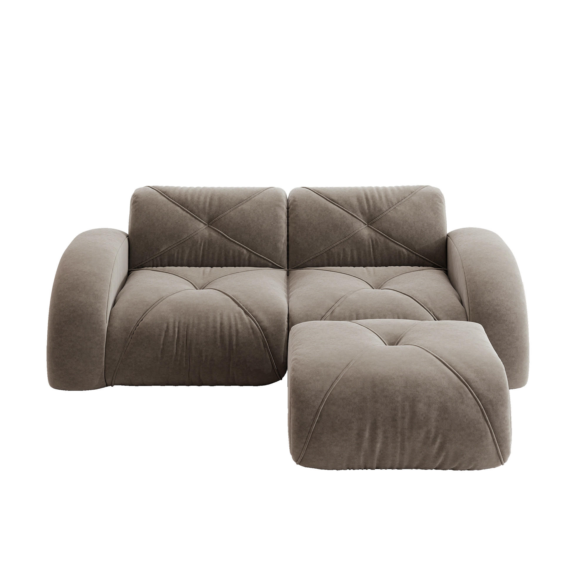 ECKSOFA 204×171×76 cm aus Chenille rahmenlos modular mit Hockern, braun - Braun, Textil (171/204cm) - Luhomfu