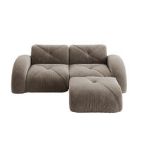 ECKSOFA 204×171×76 cm aus Chenille rahmenlos modular mit Hockern, braun - Braun, Textil (171/204cm) - Luhomfu