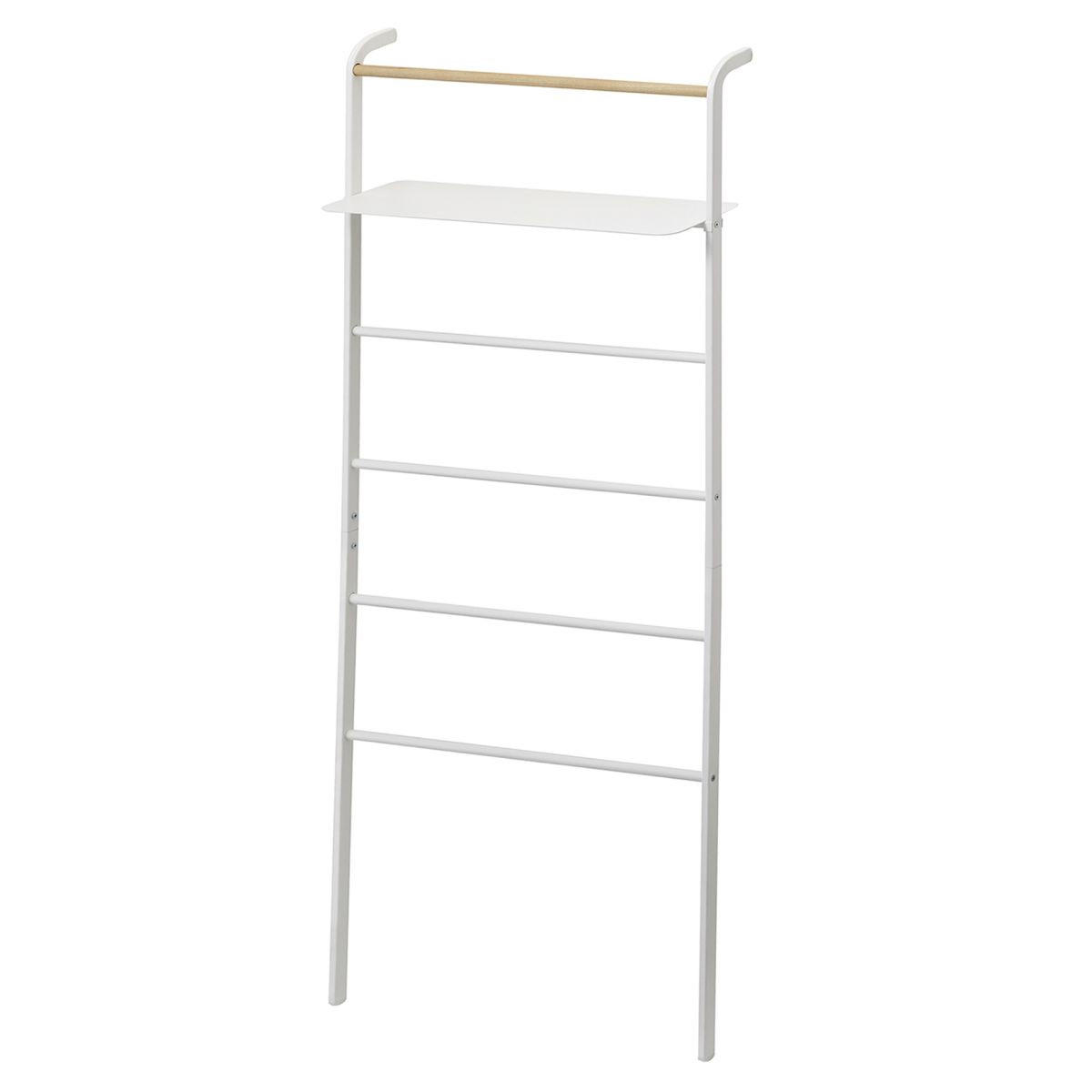 GARDEROBENSTÄNDER Tower weiß 65/161/24 cm zum Anlehnen mit Ablage - Weiß, Holz/Metall (24/161/65cm) - Yamazaki