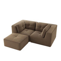ECKSOFA 208/177/69 cm braun aus Cord mit modularem Design und beweglichem Hocker - Braun, Textil (177/208cm) - OKWISH