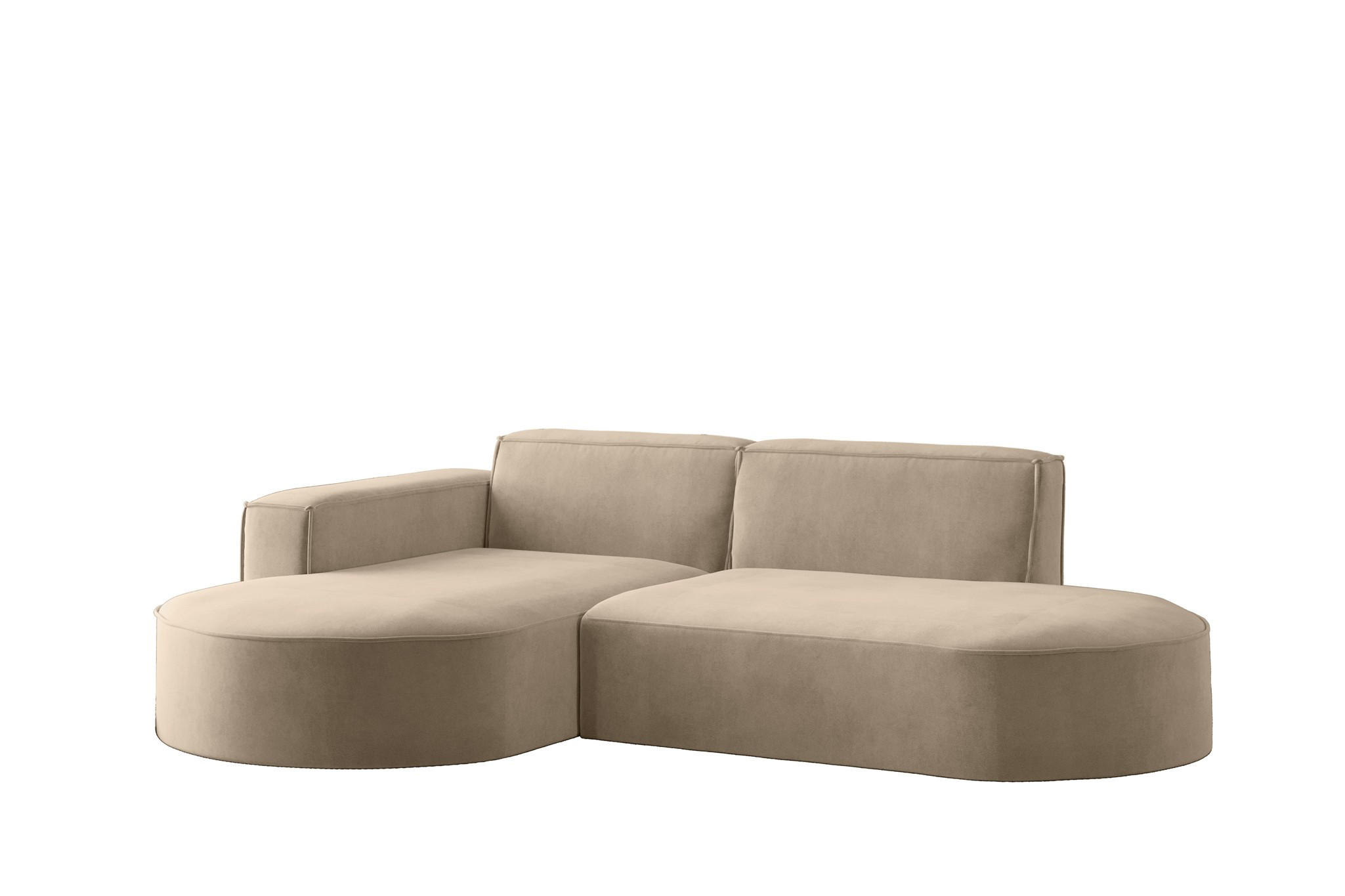 ECKSOFA Palma Xs In Noel - Beige, Holzwerkstoff/Textil (236/165cm) - Fun Möbel