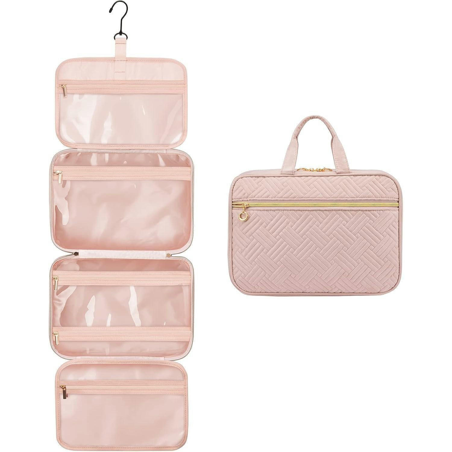 KULTURTASCHE Damen faltbar mit Haken Rosa 32 cm - Rosa, Textil (20/11/28cm)