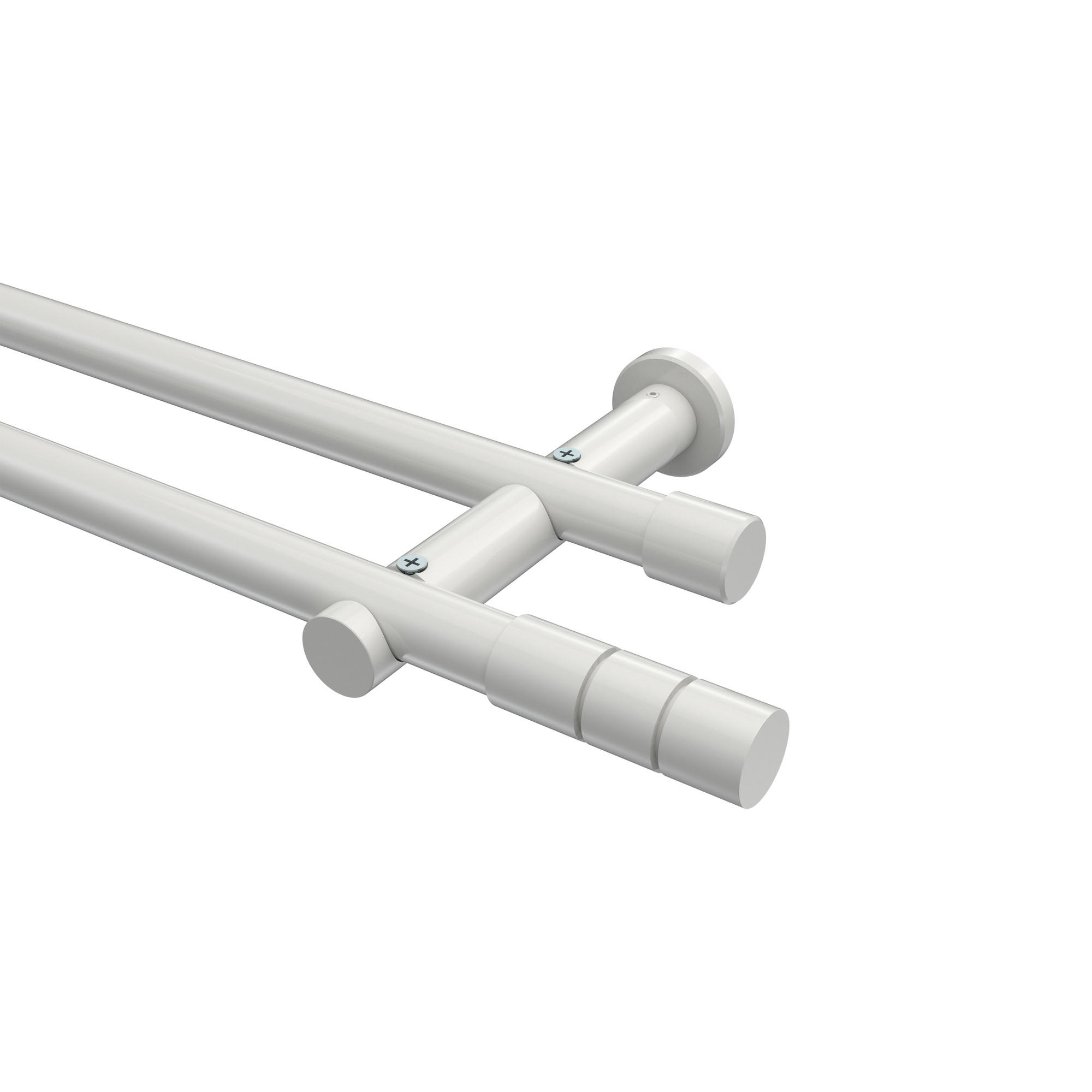 GARDINENSTANGEN-SET Platon Elanto 520 cm (geteilt in 4 x 130 cm), 2-läufig (ohne Ringe), 20 mm Ø Weiß - Weiß, Metall (520cm) - INTERDECO