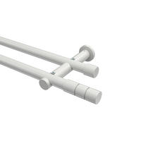 GARDINENSTANGEN-SET Platon Elanto 520 cm (geteilt in 4 x 130 cm), 2-läufig (ohne Ringe), 20 mm Ø Weiß - Weiß, Metall (520cm) - INTERDECO