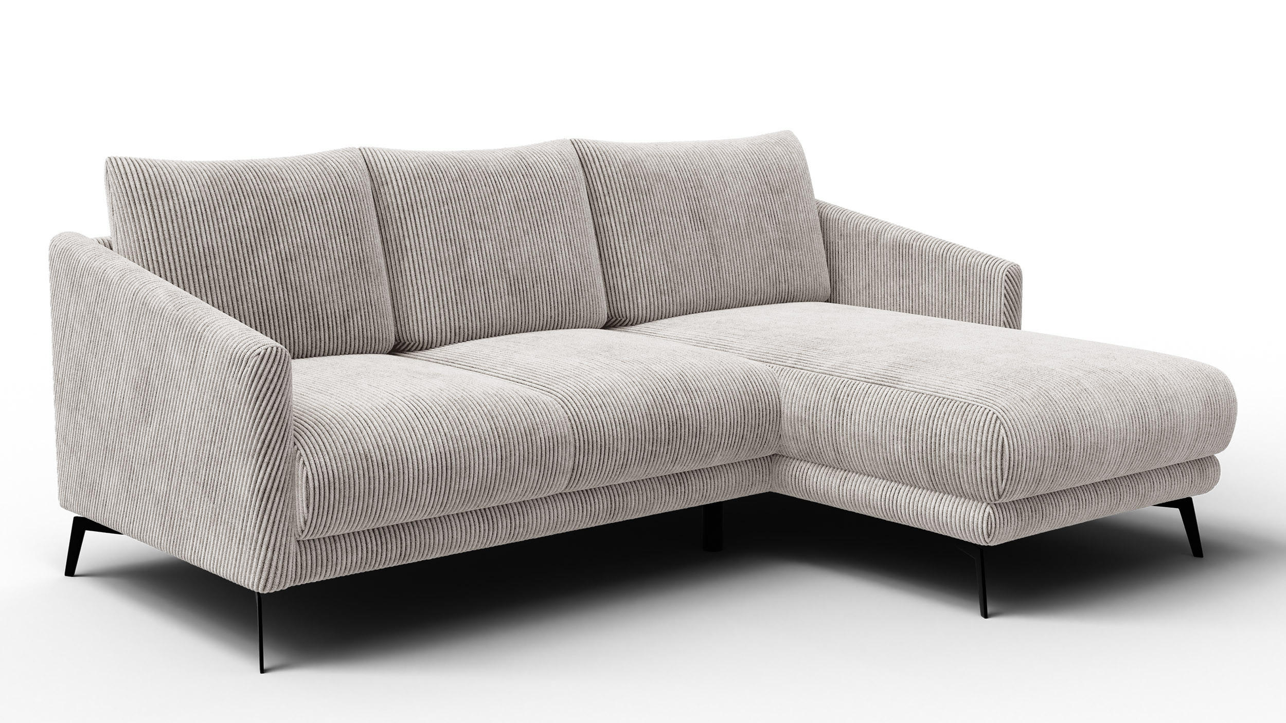 ECKSOFA VILT 3-Sitzer, perlweiß - Schwarz/Weiß, Holzwerkstoff/Textil (221/156cm) - Courtois Laville