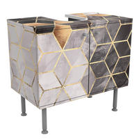 WASCHBECKENUNTERSCHRANK Schwarz Weiß goldene Geometrie 60/55/35 cm - Schwarz, Holzwerkstoff (60/55/35cm) - Bilderwelten