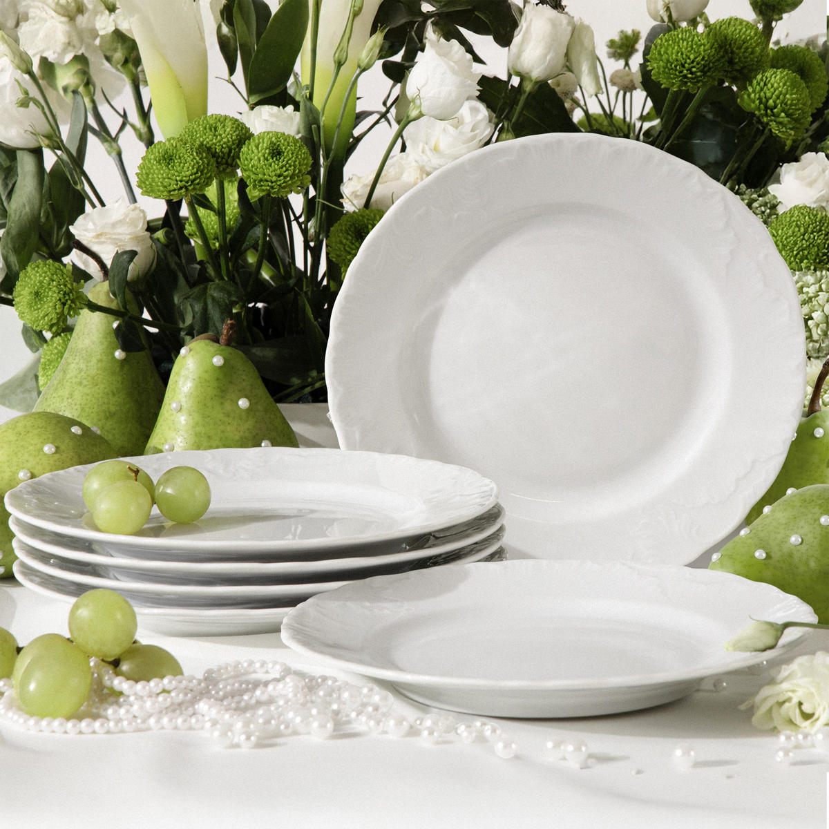 TELLER-SET FRÜHSTÜCKSTELLER Cmielow Rococo 6-tlg - Weiß, Keramik (19/2/19cm) - KONSIMO®