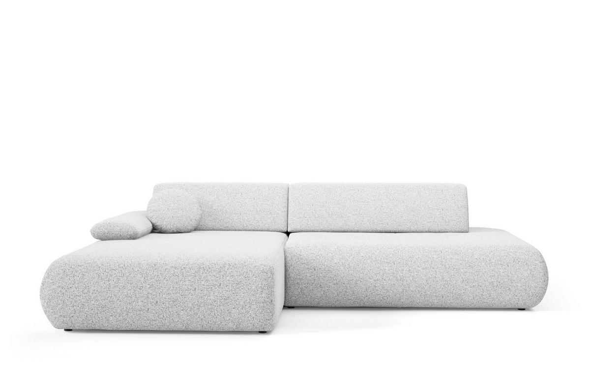 ECKSOFA DELTA L-S Hellgrau Geflochtener Stoff mit Schlaffunktion - Hellgrau, Holz (286/173.5cm) - MASSENO