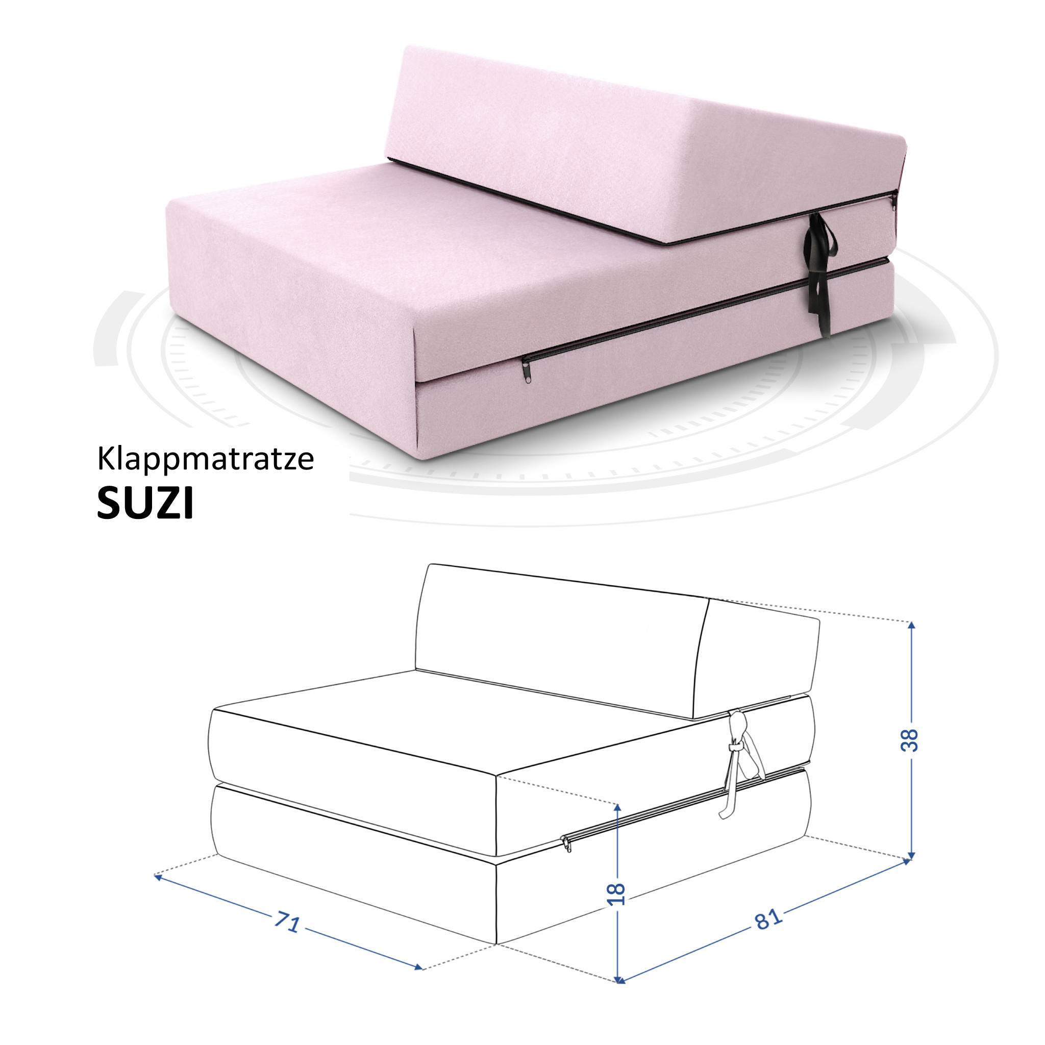 KLAPPMATRATZE SUZI MINI - Rosa, Textil (70/200cm) - FDM