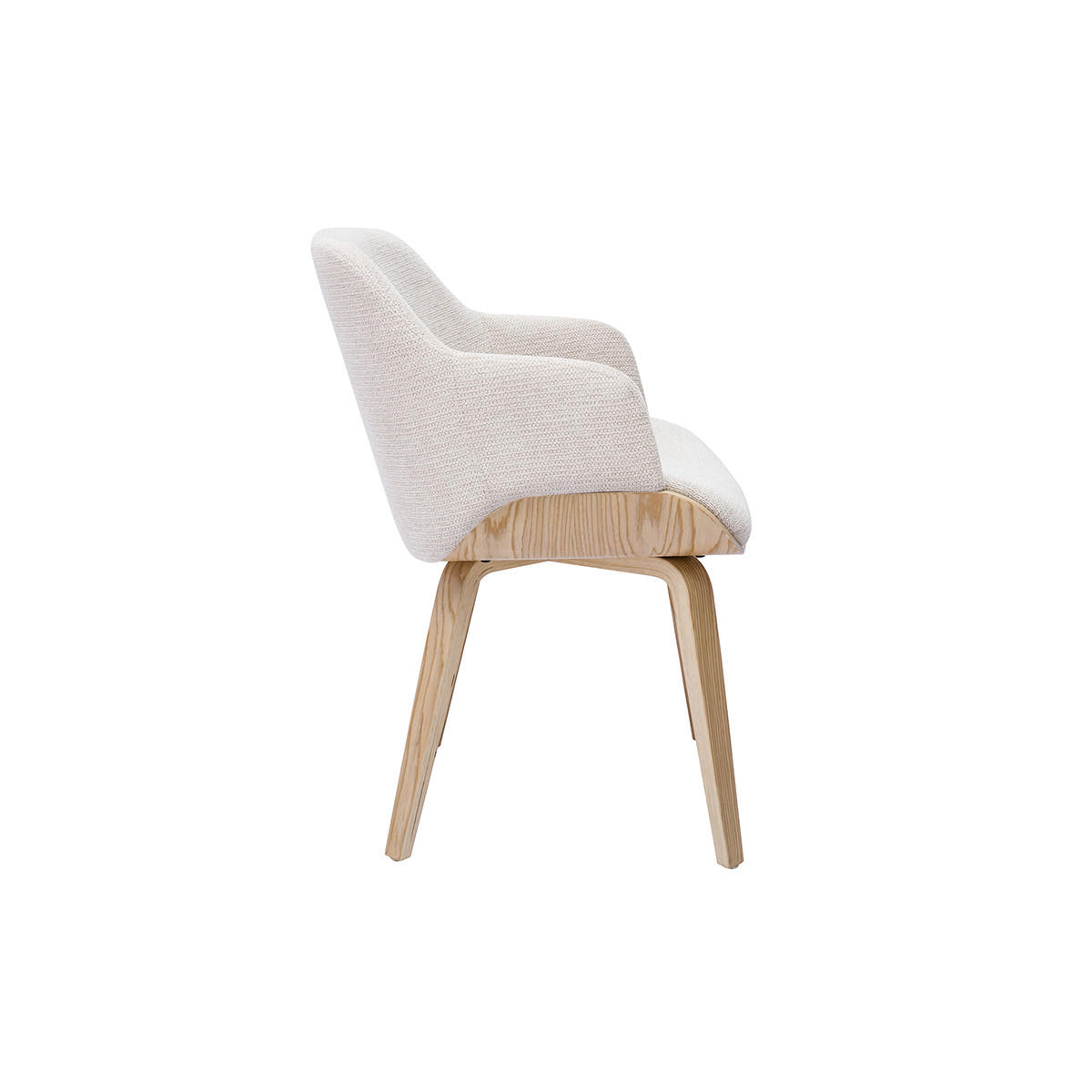STUHL Beige Chenille Stoff Helles Holz EARL - Beige, Textil (58/81/54cm) - Miliboo