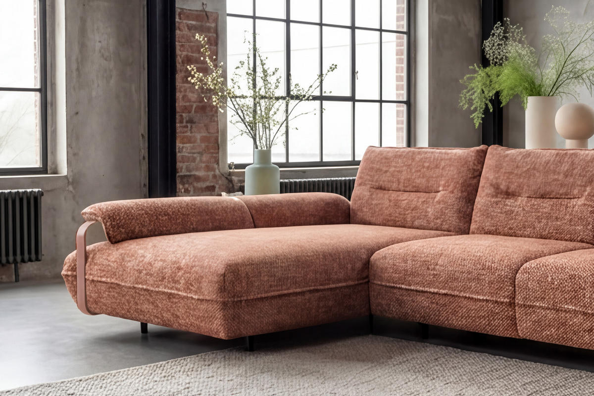 ECKSOFA ANISSA Braun Flachgewebe - Dunkelbraun/Schwarz, Kunststoff/Textil (297/185cm) - KAWOLA