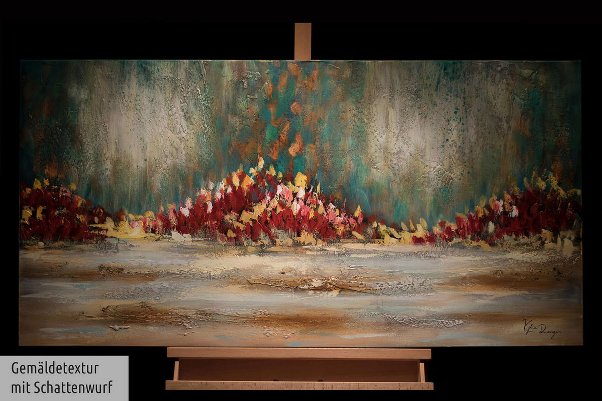 ACRYLBILD HANDGEMALT 120/60 cm - Blau/Rot, Holz/Textil (1.78/60cm) - KUNSTLOFT