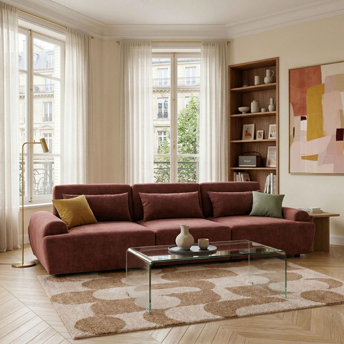 SOFA 3-Sitzer, Rot - Rot, Textil (303/82/109cm) - Oviala