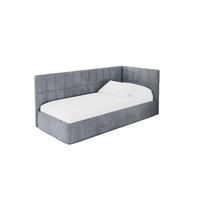 EINZELLBETT Jugendbett mit Bettkasten und Matratze H3/H4, Links - TULY 90x200 Grau - Grau, Holzwerkstoff/Textil (90/200cm) - ALTDECOR