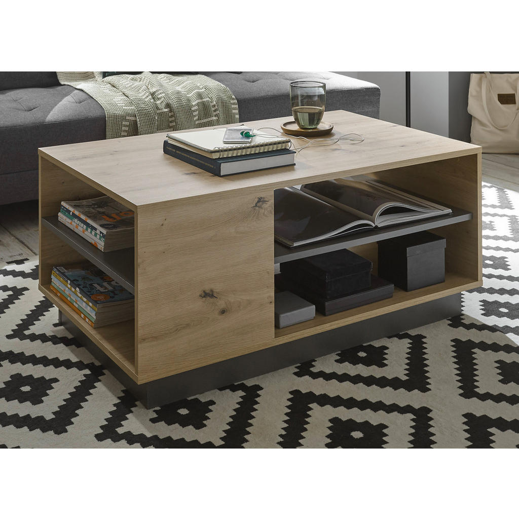 Thumbnail - Furn.Design Couchtisch, Eiche Artisan, Grau, Holzwerkstoff, Metall, Nachbildung,Eiche, Holz Optik, Uni, 1 Fächer, Rechte...