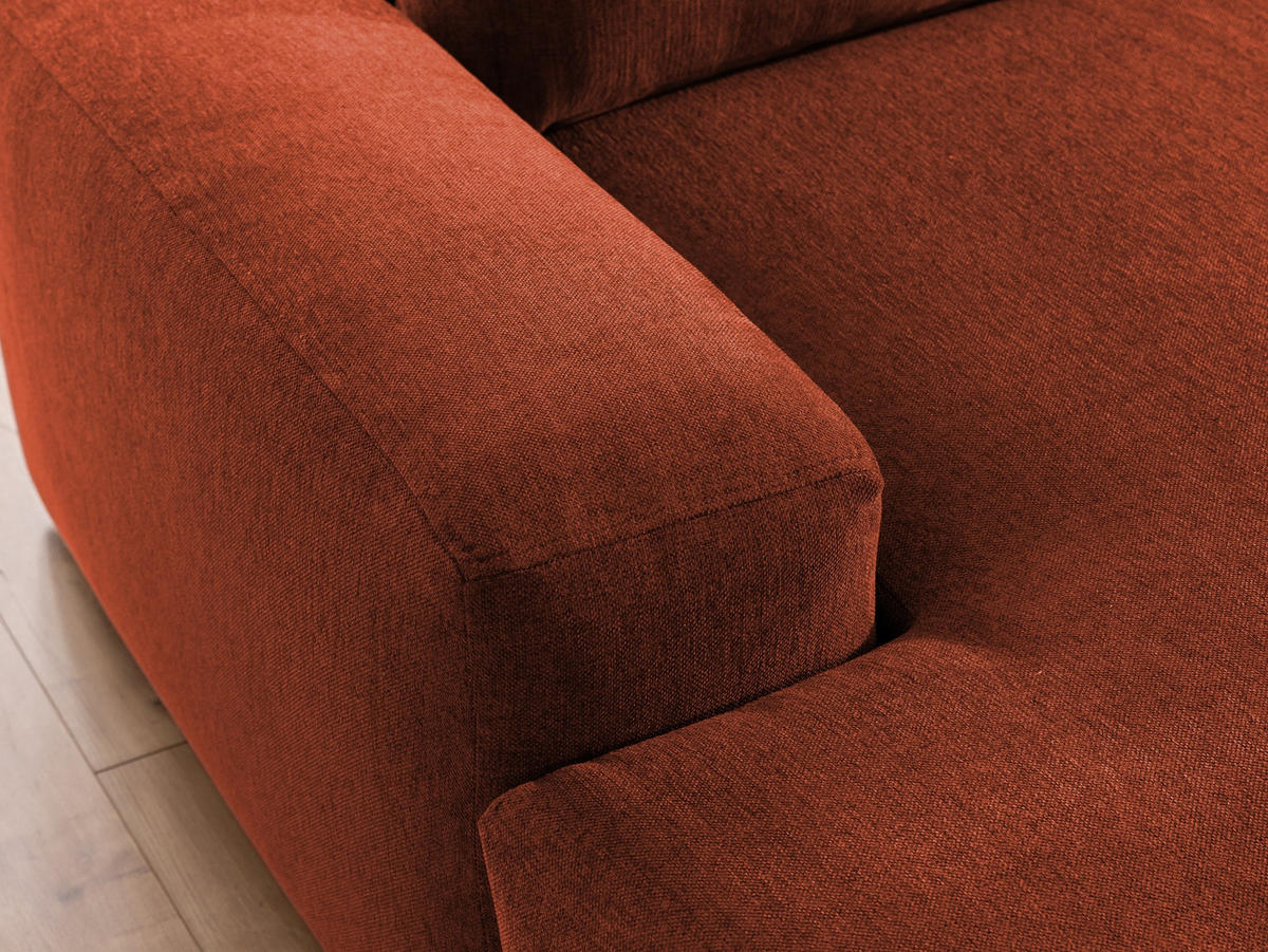 ECKSOFA Lennon aus Terrakotta Strukturstoff mit Schlaffunktion und Bettkasten - Terracotta/Schwarz, Holz/Kunststoff (137/264cm) - S-Style