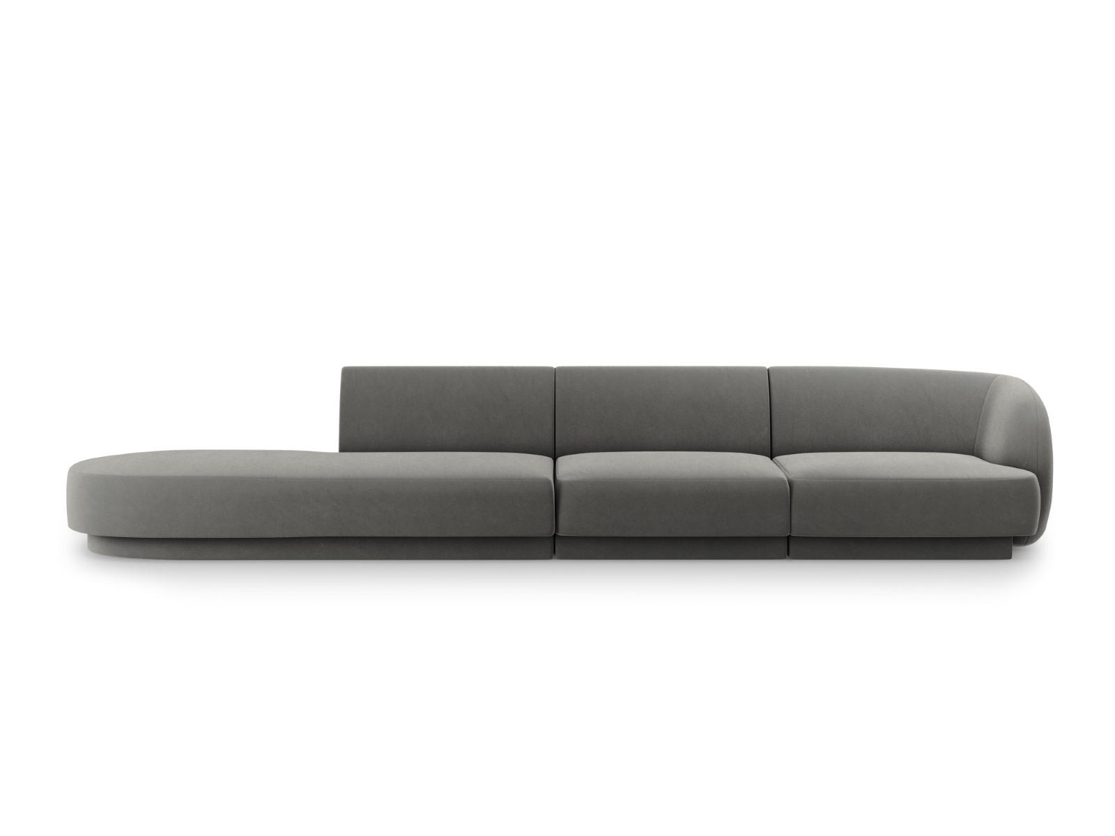 LINKES-SOFA Miley aus Samt hellgrau 4 Sitzplätze - Hellgrau, Textil (90/70/323cm) - Micadoni