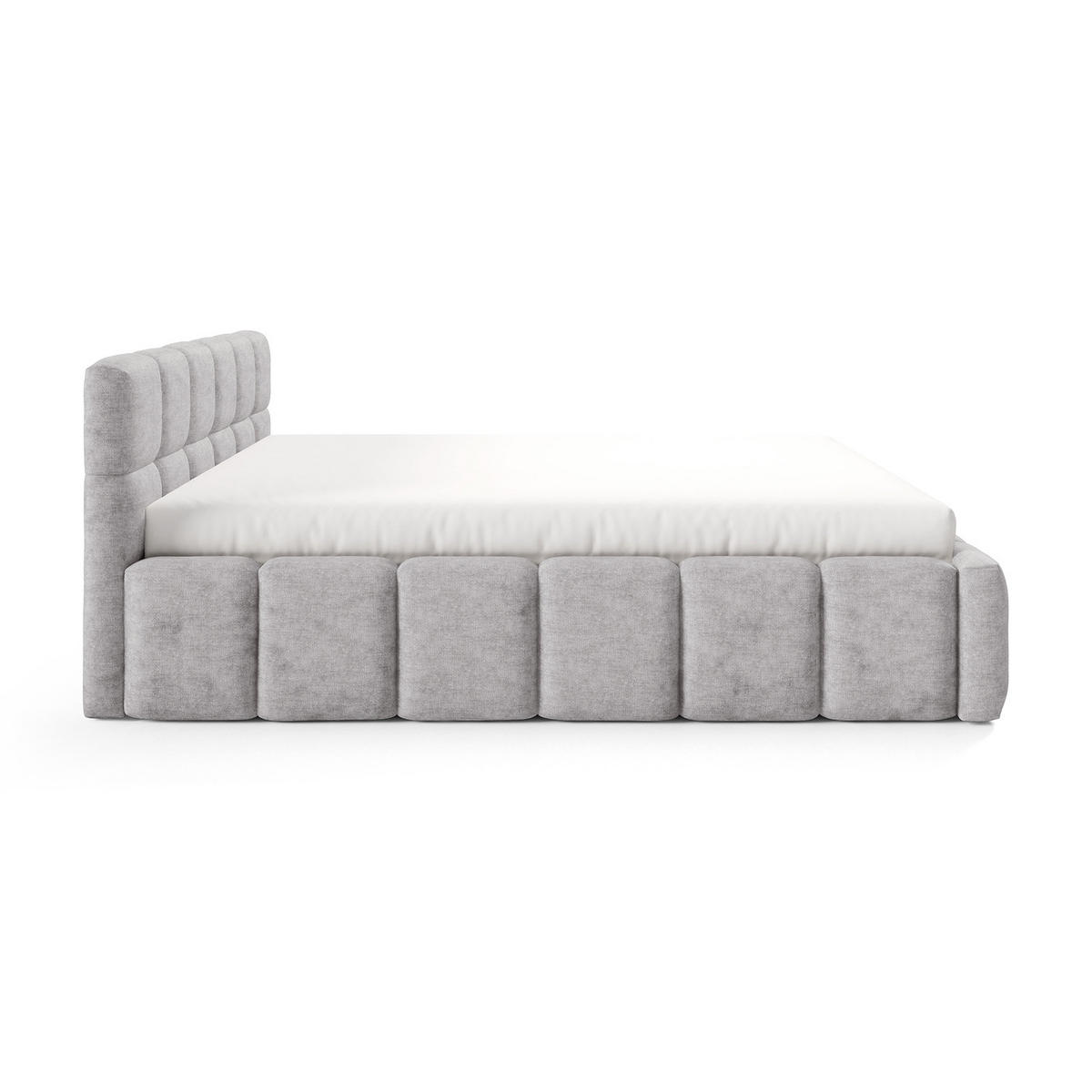 POLSTERBETT NUBO Premium 140x200 cm mit Bettkasten – PERFECT HARMONY 80 - Hellgrau, Holz (140/200cm) - Dekori_Interiors