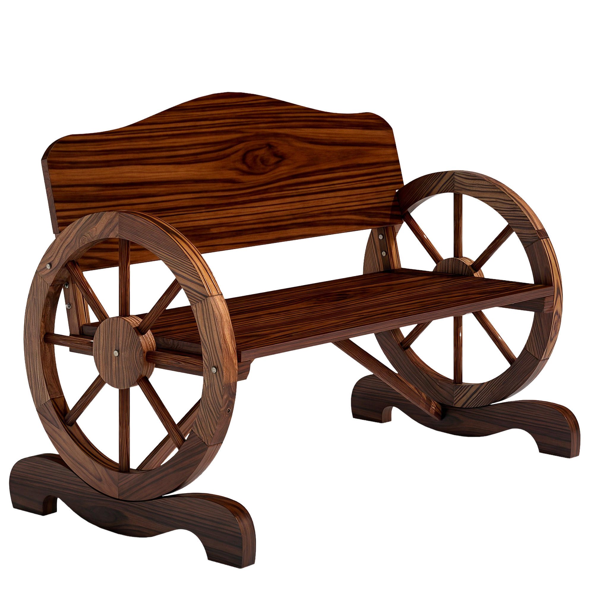 GARTENBANK DE-08290 mit Rad-Armlehnen, für 2 Personen Braun - Naturfarben, Holz (110/80/55cm) - ComfortXL