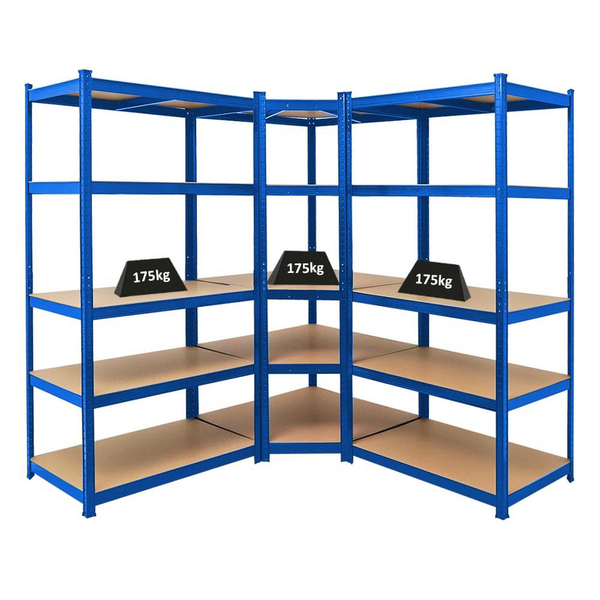 ECKREGAL Ragnar 2er-Set mit Schwerlastregal Taurus 180x180x60 cm Fachlast 175 kg Blau - Blau, Metall (90/180/60cm) - PROREGAL