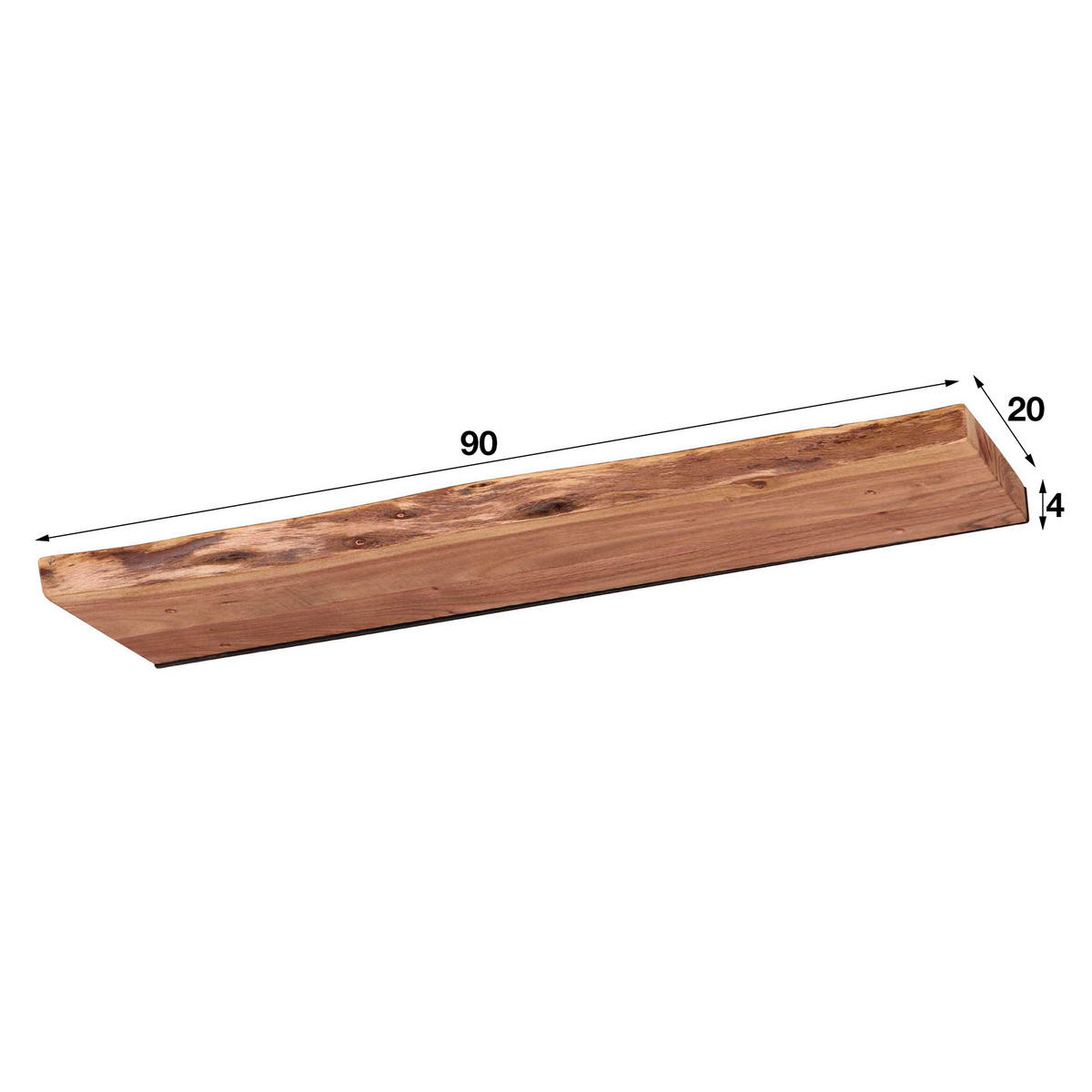 WANDREGAL Edge Braun 90/20/4 cm - Braun, Holz (20/4/90cm) - Hoyz Collection